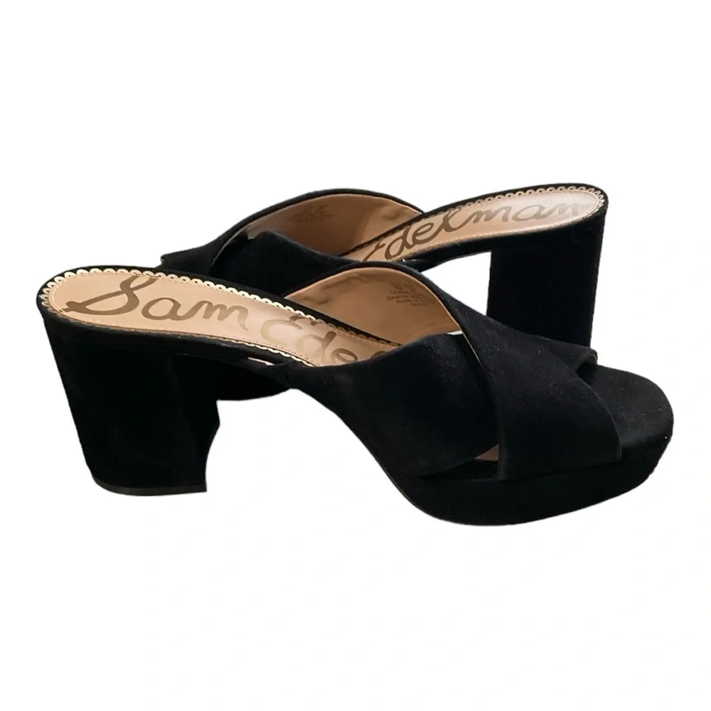 Sam Edelman Jayne Platform Sandals Black Suede Size 9